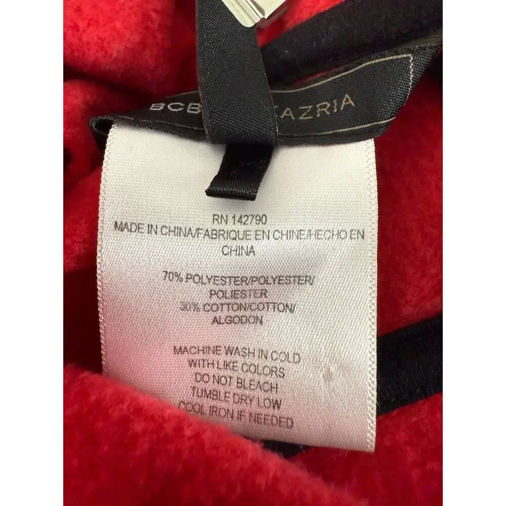 BCBGMaxazria Womens Size M Rhinestone Hooded Full Zip Sweater Red Long Sleeve‎